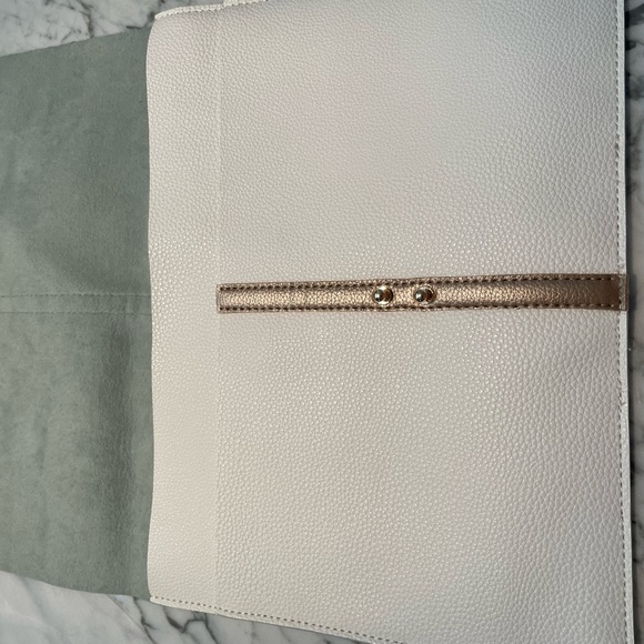 Saks Fifth Ave White Leather Clutch - Picture 4 of 7